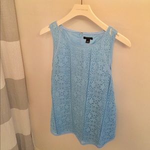 Ann Taylor Light Blue Lace Tank